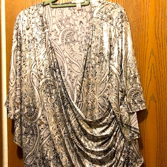 Top, dressy in silver/black - Picture 1 of 4